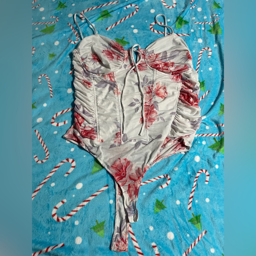 Rue21 Floral Bodysuit in Red and White